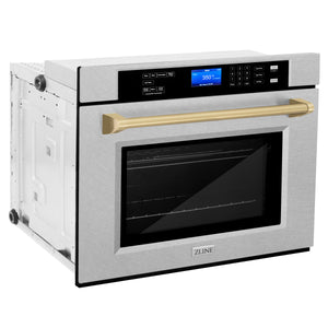 ZLINE 30" Autograph Edition Single Wall Oven with Self Clean and True Convection in Fingerprint Resistant Stainless Steel and Champagne Bronze (AWSSZ-30-CB)