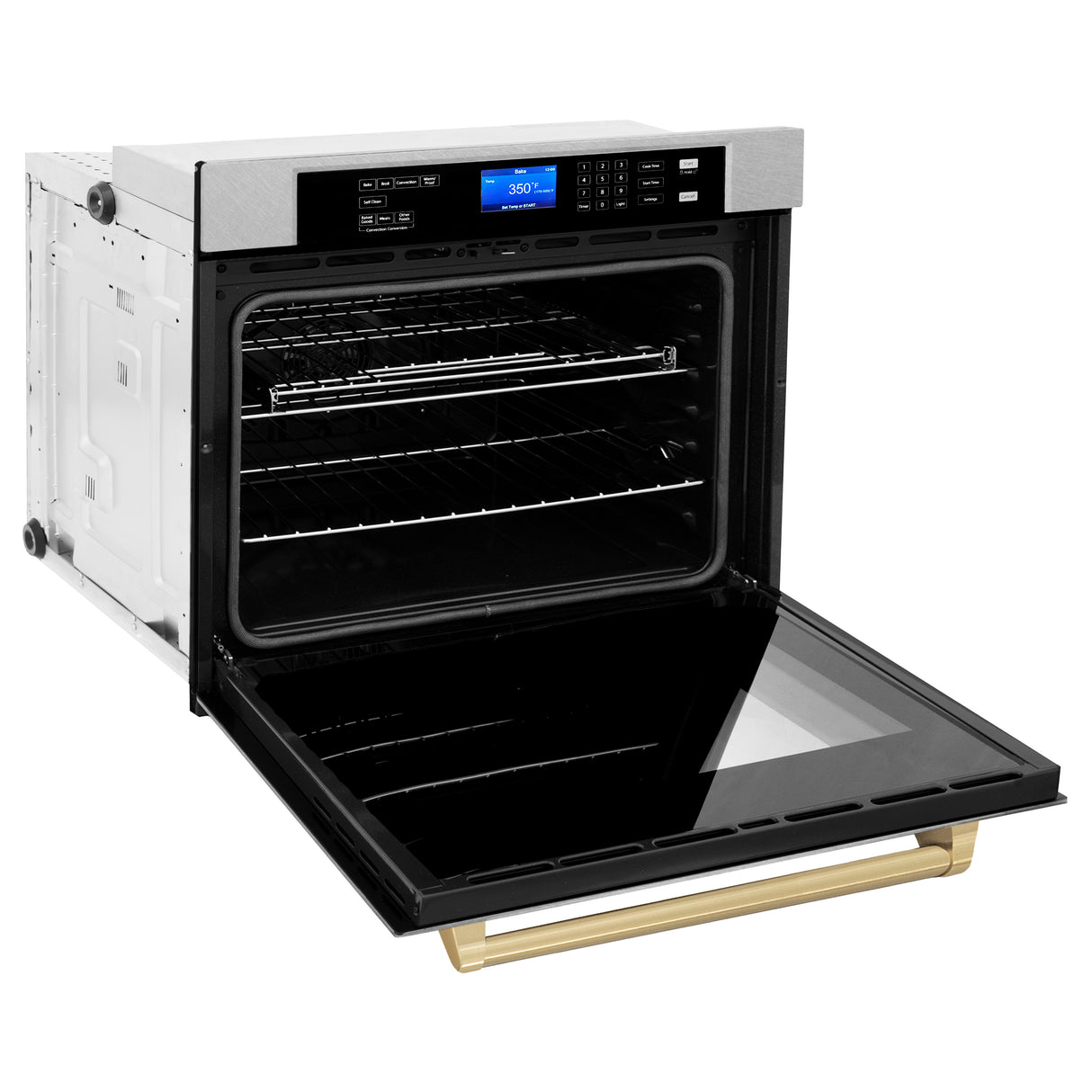 ZLINE 30" Autograph Edition Single Wall Oven with Self Clean and True Convection in Fingerprint Resistant Stainless Steel and Champagne Bronze (AWSSZ-30-CB)