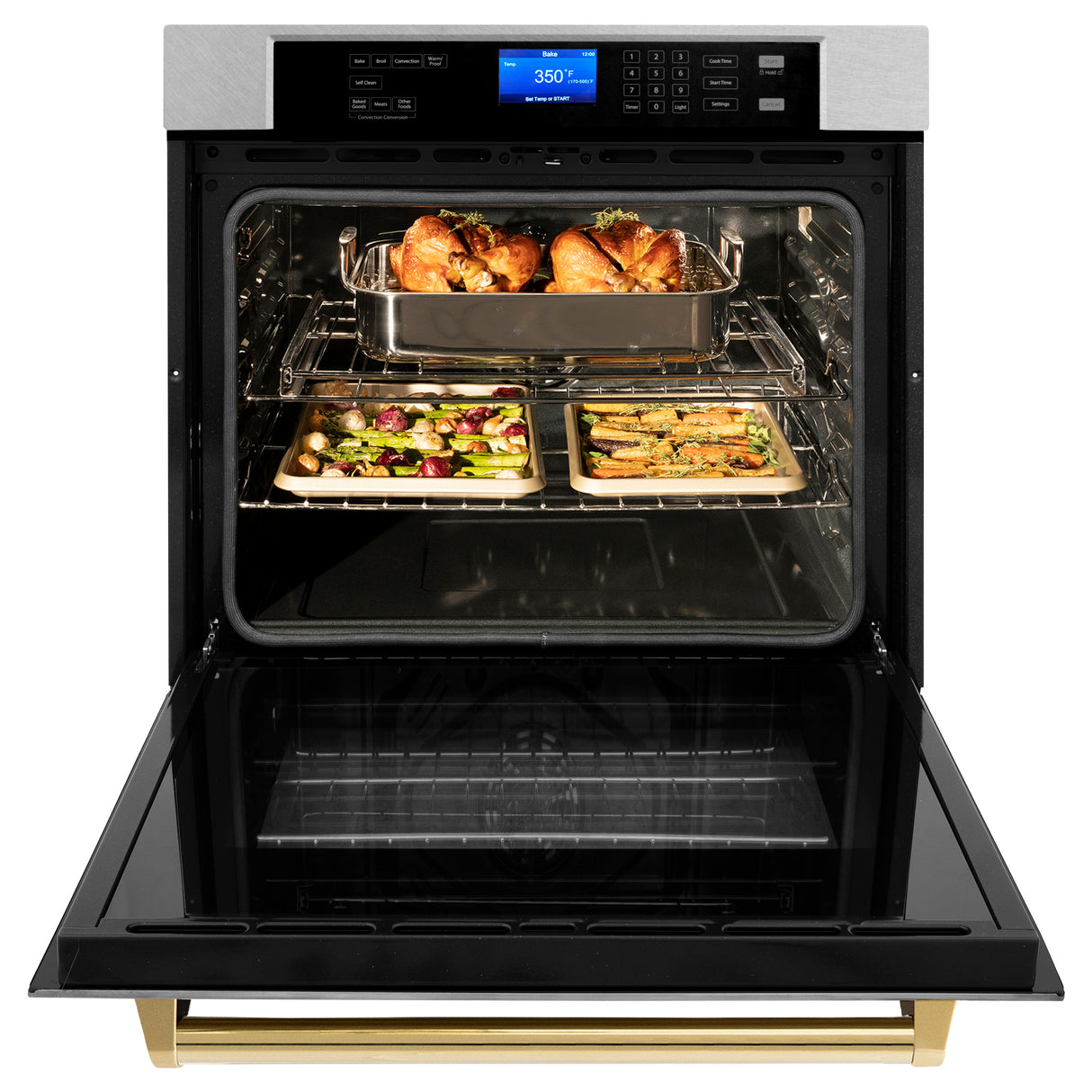 ZLINE 30" Autograph Edition Single Wall Oven with Self Clean and True Convection in Fingerprint Resistant Stainless Steel and Gold (AWSSZ-30-G)