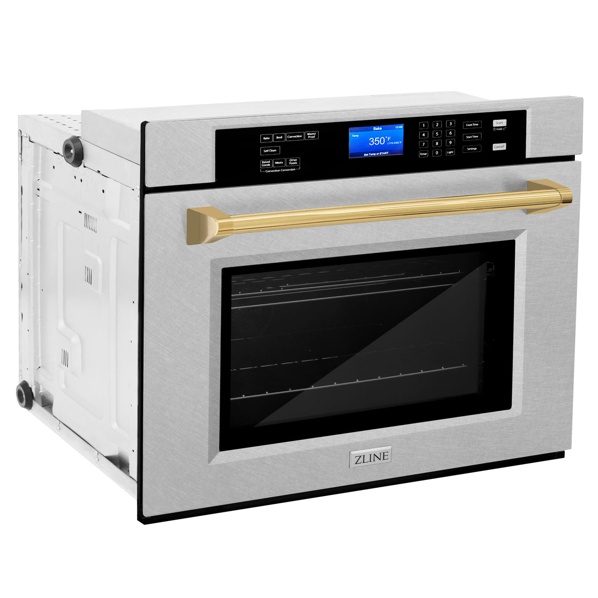 ZLINE 30" Autograph Edition Single Wall Oven with Self Clean and True Convection in Fingerprint Resistant Stainless Steel and Gold (AWSSZ-30-G)