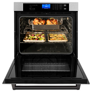 ZLINE 30" Autograph Edition Single Wall Oven with Self Clean and True Convection in Fingerprint Resistant Stainless Steel and Matte Black (AWSSZ-30-MB)