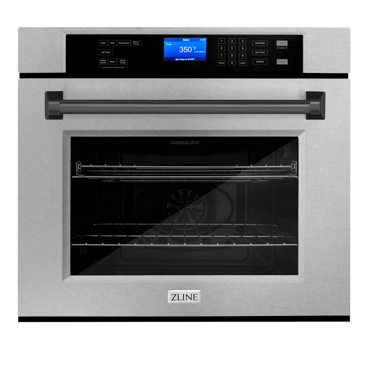 ZLINE 30" Autograph Edition Single Wall Oven with Self Clean and True Convection in Fingerprint Resistant Stainless Steel and Matte Black (AWSSZ-30-MB)