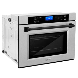 ZLINE 30" Autograph Edition Single Wall Oven with Self Clean and True Convection in Fingerprint Resistant Stainless Steel and Matte Black (AWSSZ-30-MB)