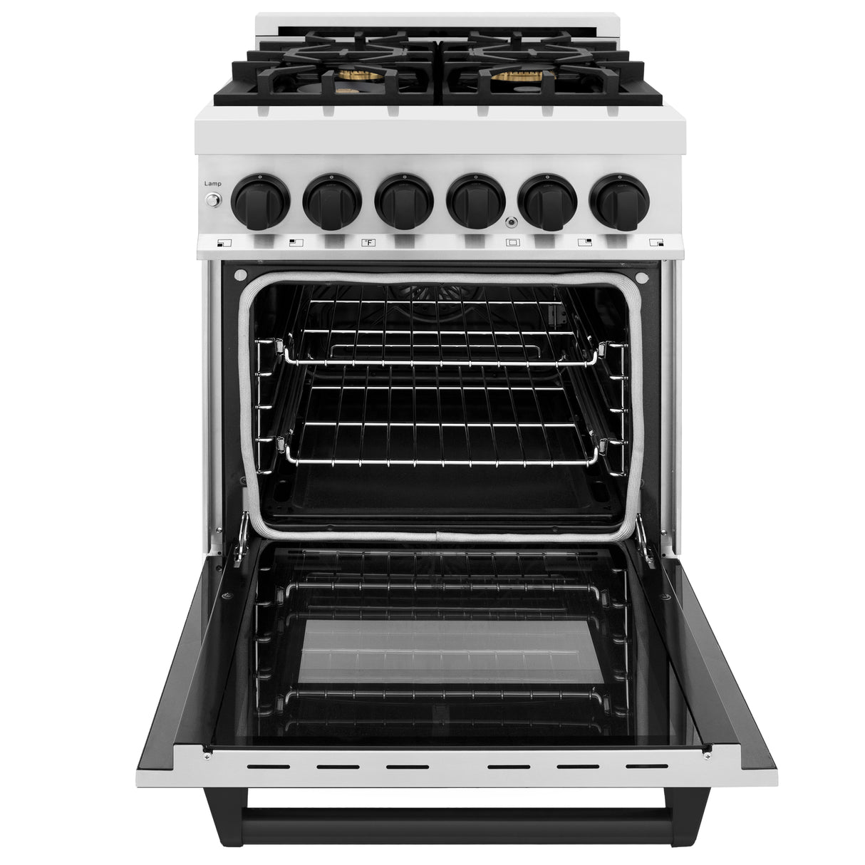 ZLINE Autograph Edition 24" 2.8 cu ft Dual Fuel Range with Gas Stove and Electric Oven in Stainless Steel with Matte Black Accents (RAZ-24-MB)