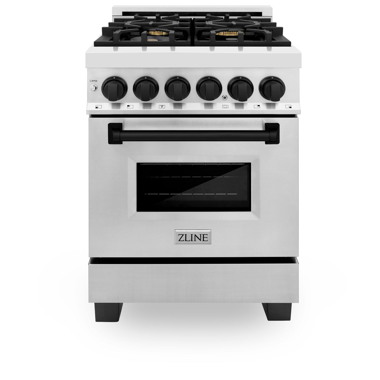 ZLINE Autograph Edition 24" 2.8 cu ft Dual Fuel Range with Gas Stove and Electric Oven in Stainless Steel with Matte Black Accents (RAZ-24-MB)