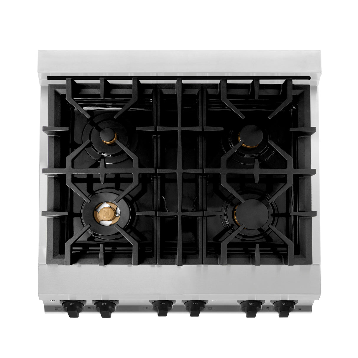 ZLINE Autograph Edition 30" 4.0 cu ft Dual Fuel Range with Gas Stove and Electric Oven in Stainless Steel with Matte Black Accents (RAZ-30-MB)