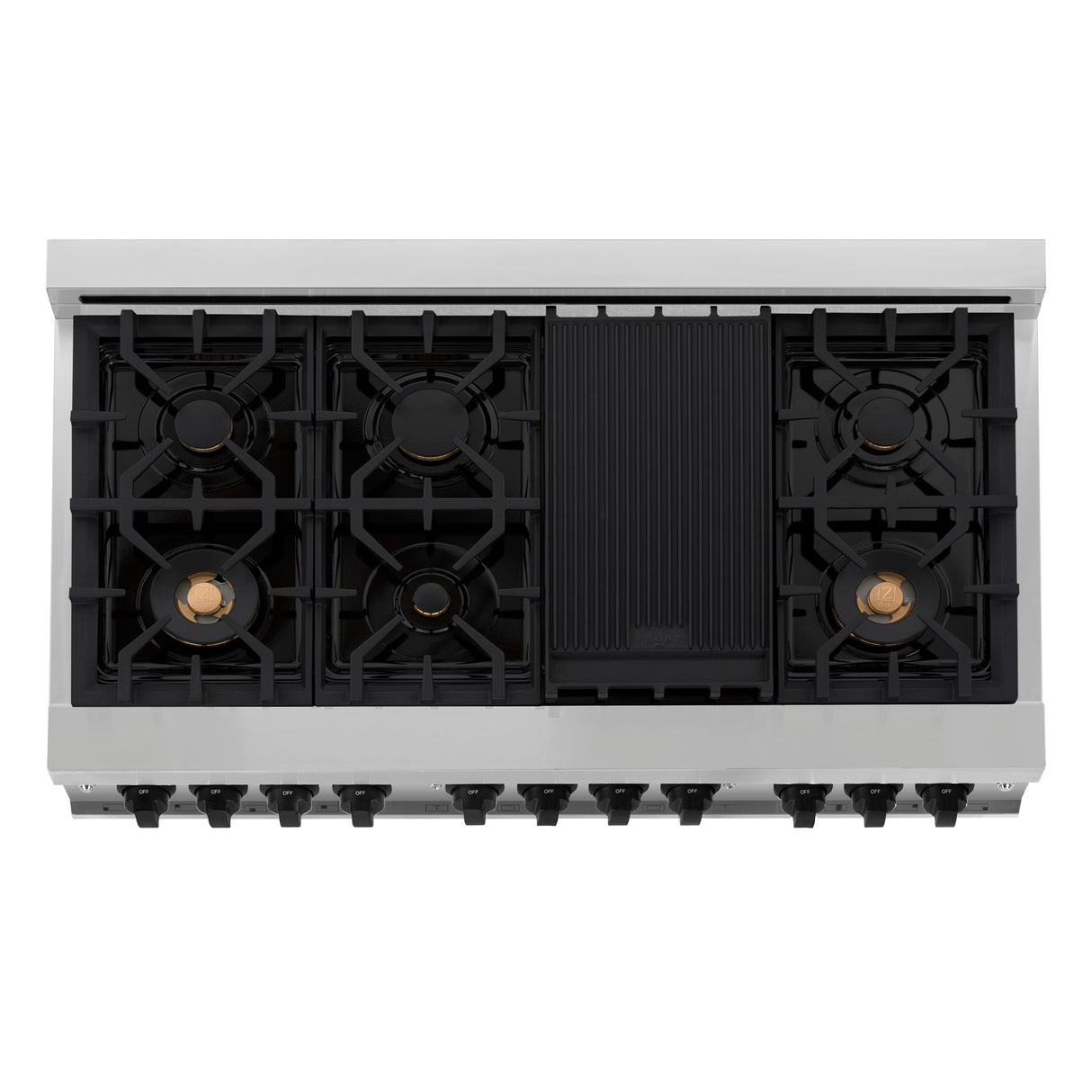 ZLINE Autograph Edition 48" 6.0 cu ft Dual Fuel Range with Gas Stove and Electric Oven in Stainless Steel with Matte Black Accents (RAZ-48-MB)