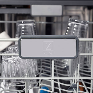 ZLINE Autograph Edition 24" 3rd Rack Top Touch Control Tall Tub Dishwasher in White Matte with Champagne Bronze Handle, 45dBa (DWMTZ-WM-24-CB)