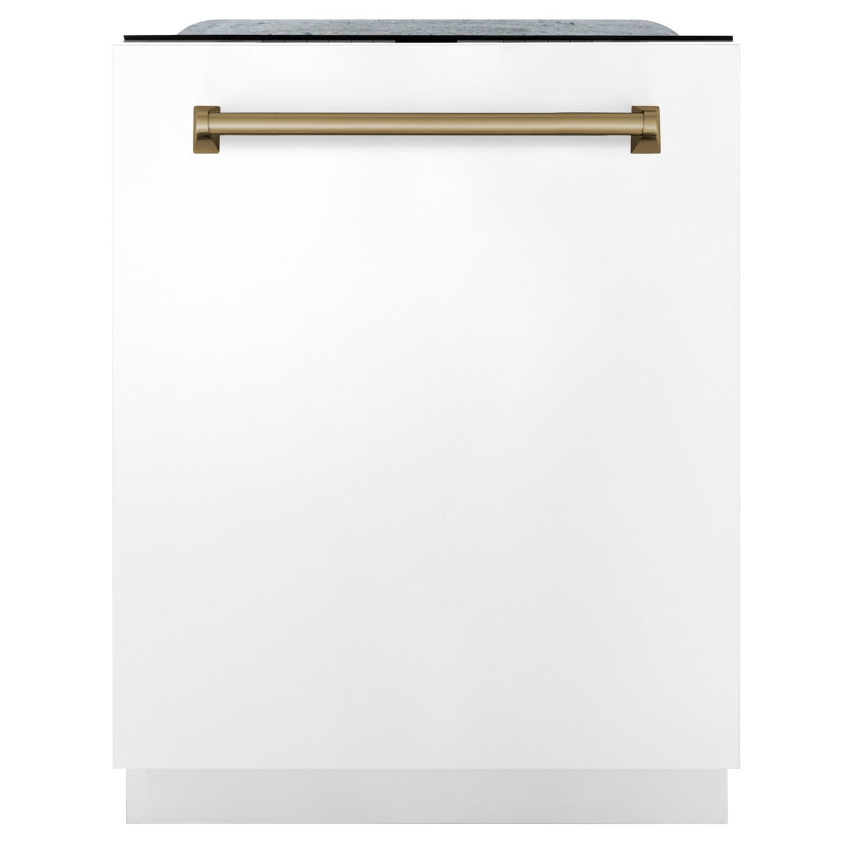 ZLINE Autograph Edition 24" 3rd Rack Top Touch Control Tall Tub Dishwasher in White Matte with Champagne Bronze Handle, 45dBa (DWMTZ-WM-24-CB)