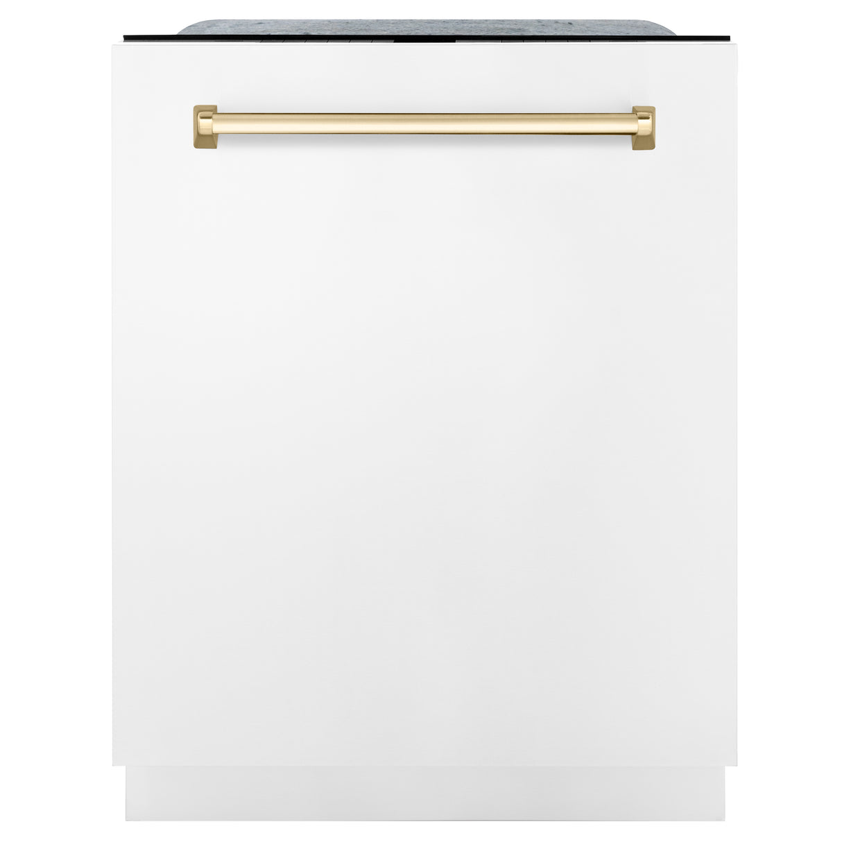 ZLINE Autograph Edition 24" 3rd Rack Top Touch Control Tall Tub Dishwasher in White Matte with Gold Handle, 45dBa (DWMTZ-WM-24-G)