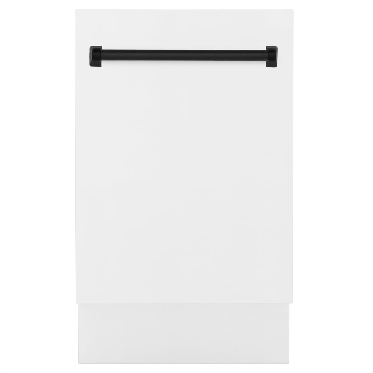 ZLINE Autograph Edition 18" Compact 3rd Rack Top Control Built-In Dishwasher in White Matte with Matte Black Handle, 51dBa (DWVZ-WM-18-MB)