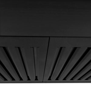 ZLINE 42" Convertible Wall Mount Range Hood in Black Stainless Steel with Set of 2 Charcoal Filters, LED lighting and Dishwasher-Safe Baffle Filters (BSKBN-CF-42)