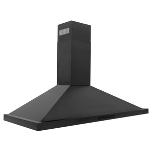 ZLINE 48" Convertible Wall Mount Range Hood in Black Stainless Steel with Set of 2 Charcoal Filters, LED lighting and Dishwasher-Safe Baffle Filters (BSKBN-CF-48)