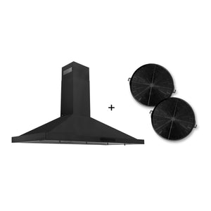 ZLINE 42" Convertible Wall Mount Range Hood in Black Stainless Steel with Set of 2 Charcoal Filters, LED lighting and Dishwasher-Safe Baffle Filters (BSKBN-CF-42)