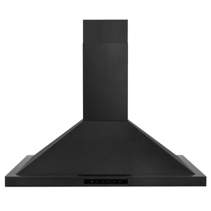 ZLINE 36" Convertible Wall Mount Range Hood in Black Stainless Steel with Set of 2 Charcoal Filters, LED lighting and Dishwasher-Safe Baffle Filters (BSKBN-CF-36)