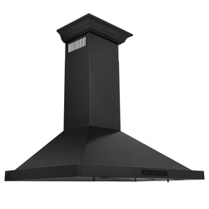 ZLINE 24" Convertible Vent Wall Mount Range Hood in Black Stainless Steel with Crown Molding (BSKBNCRN-24)