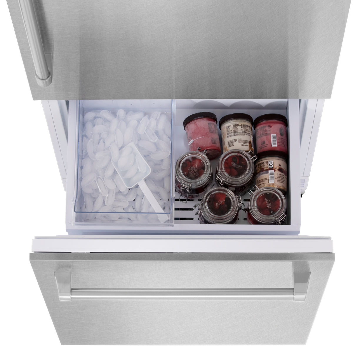 ZLINE 30" 16.1 cu ft Built-In 2-Door Bottom Freezer Refrigerator with Internal Water and Ice Dispenser in Fingerprint Resistant Stainless Steel (RBIV-SN-30)