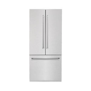 ZLINE 36" 19.6 cu ft Built-In 3-Door French Door Refrigerator with Internal Water and Ice Dispenser in Fingerprint Resistant Stainless Steel (RBIV-SN-36)