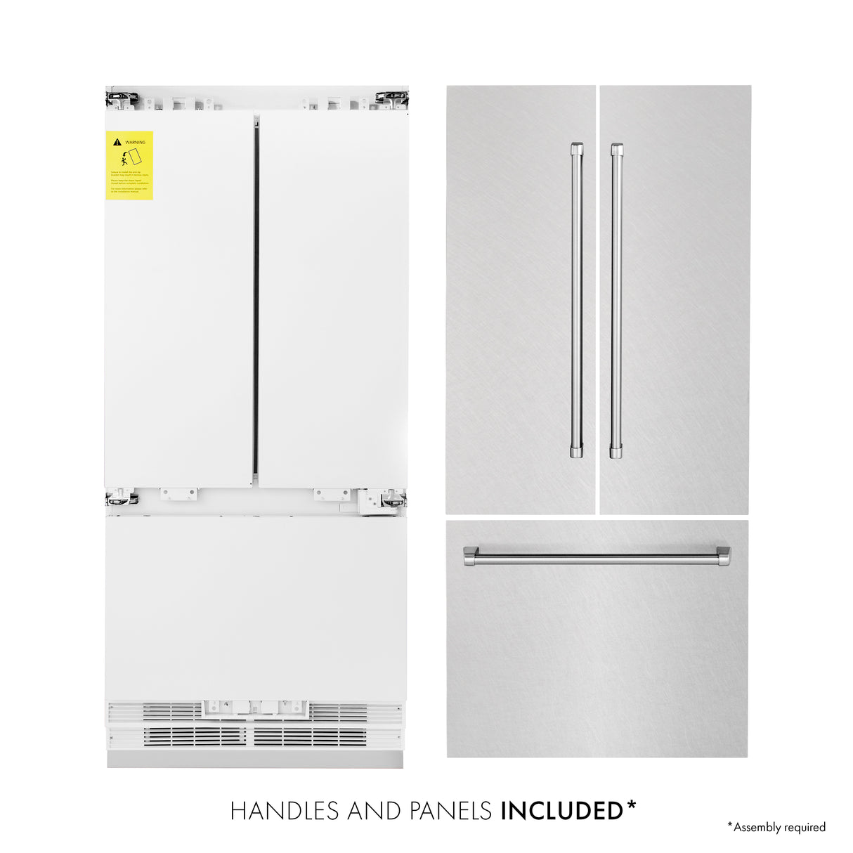 ZLINE 36" 19.6 cu ft Built-In 3-Door French Door Refrigerator with Internal Water and Ice Dispenser in Fingerprint Resistant Stainless Steel (RBIV-SN-36)