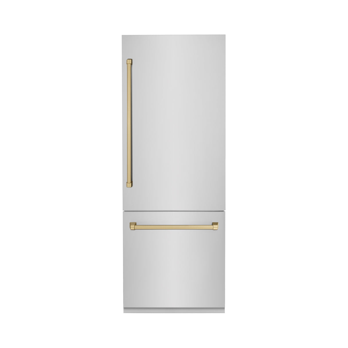 ZLINE 30" Autograph Edition 16.1 cu ft Built-in 2-Door Bottom Freezer Refrigerator with Internal Water and Ice Dispenser in Stainless Steel with Champagne Bronze Accents (RBIVZ-304-30-CB)