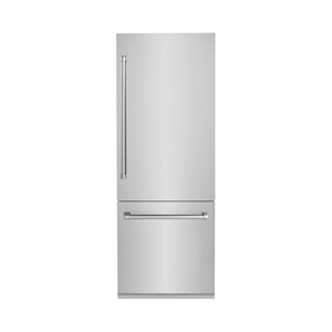 ZLINE 30" 16.1 cu ft Built-In 2-Door Bottom Freezer Refrigerator with Internal Water and Ice Dispenser in Stainless Steel (RBIV-304-30)