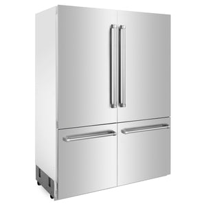 ZLINE 60" 32.2 cu ft Built-In 4-Door French Door Refrigerator with Internal Water and Ice Dispenser in Stainless Steel (RBIV-304-60)