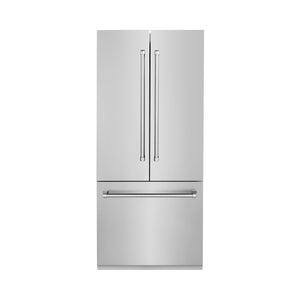 ZLINE 36" 19.6 cu ft Built-In 3-Door French Door Refrigerator with Internal Water and Ice Dispenser in Stainless Steel (RBIV-304-36)