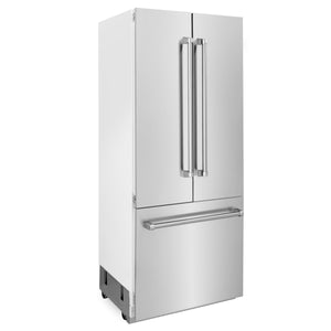 ZLINE 36" 19.6 cu ft Built-In 3-Door French Door Refrigerator with Internal Water and Ice Dispenser in Stainless Steel (RBIV-304-36)