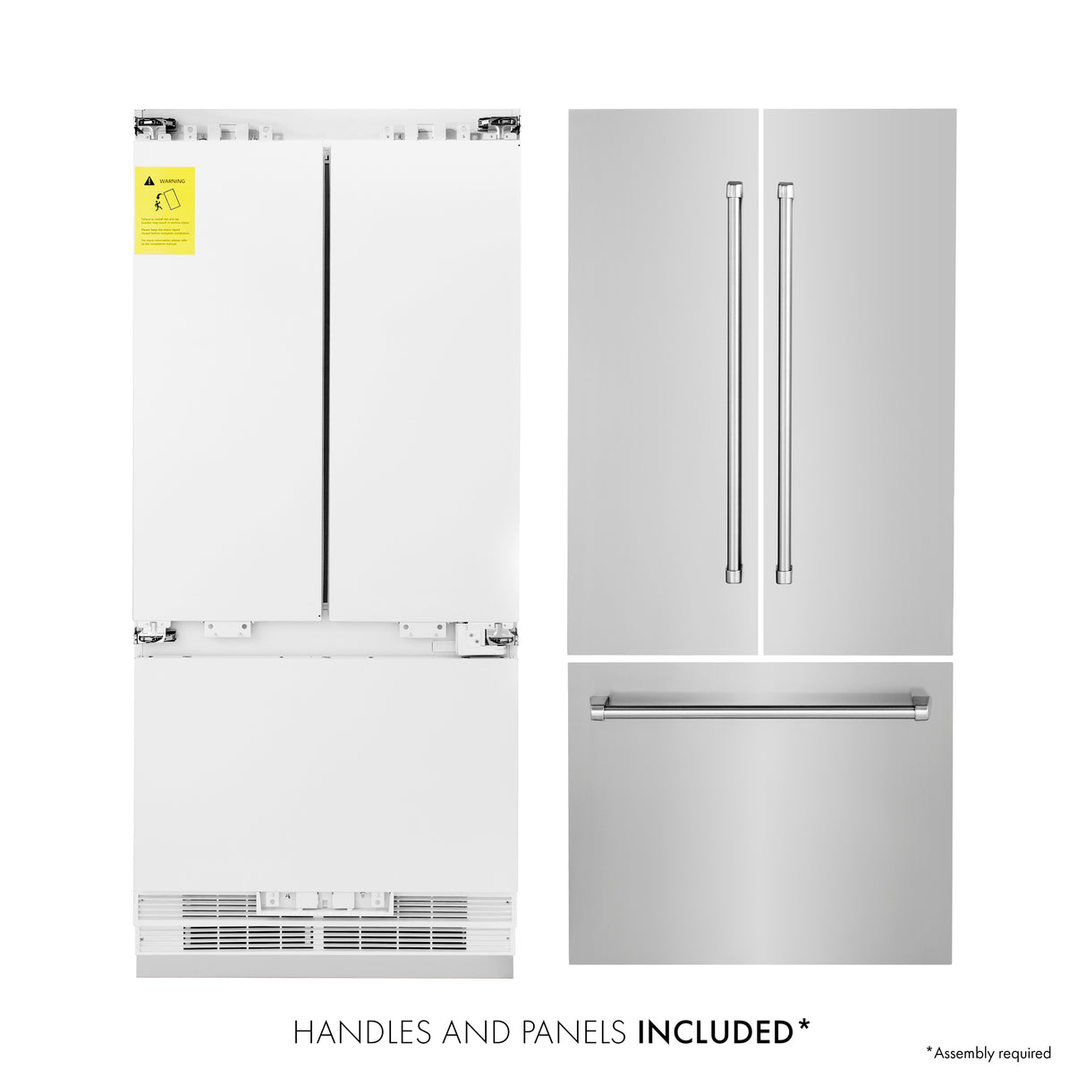 ZLINE 36" 19.6 cu ft Built-In 3-Door French Door Refrigerator with Internal Water and Ice Dispenser in Stainless Steel (RBIV-304-36)