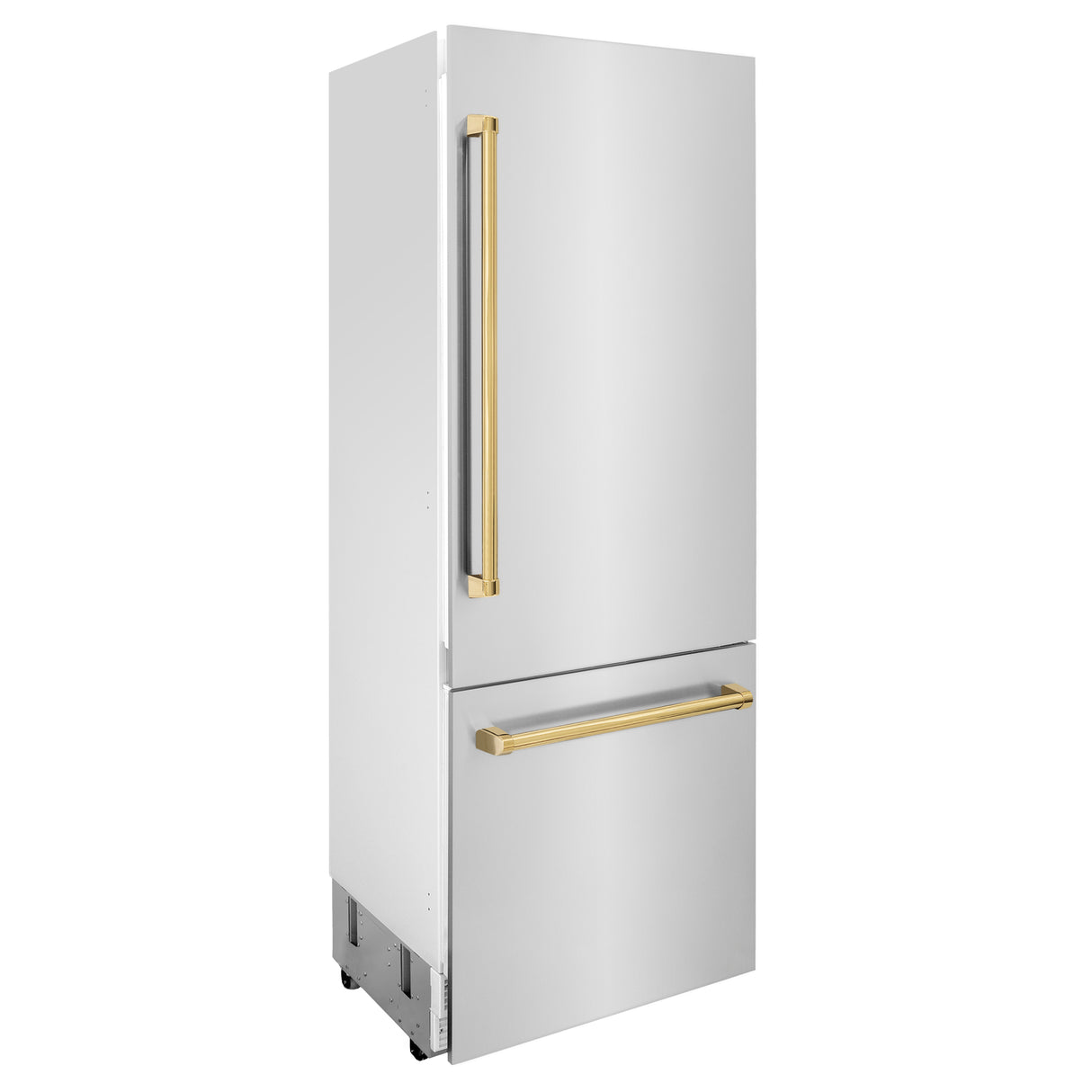 ZLINE 30" Autograph Edition 16.1 cu ft Built-in 2-Door Bottom Freezer Refrigerator with Internal Water and Ice Dispenser in Stainless Steel with Gold Accents (RBIVZ-304-30-G)