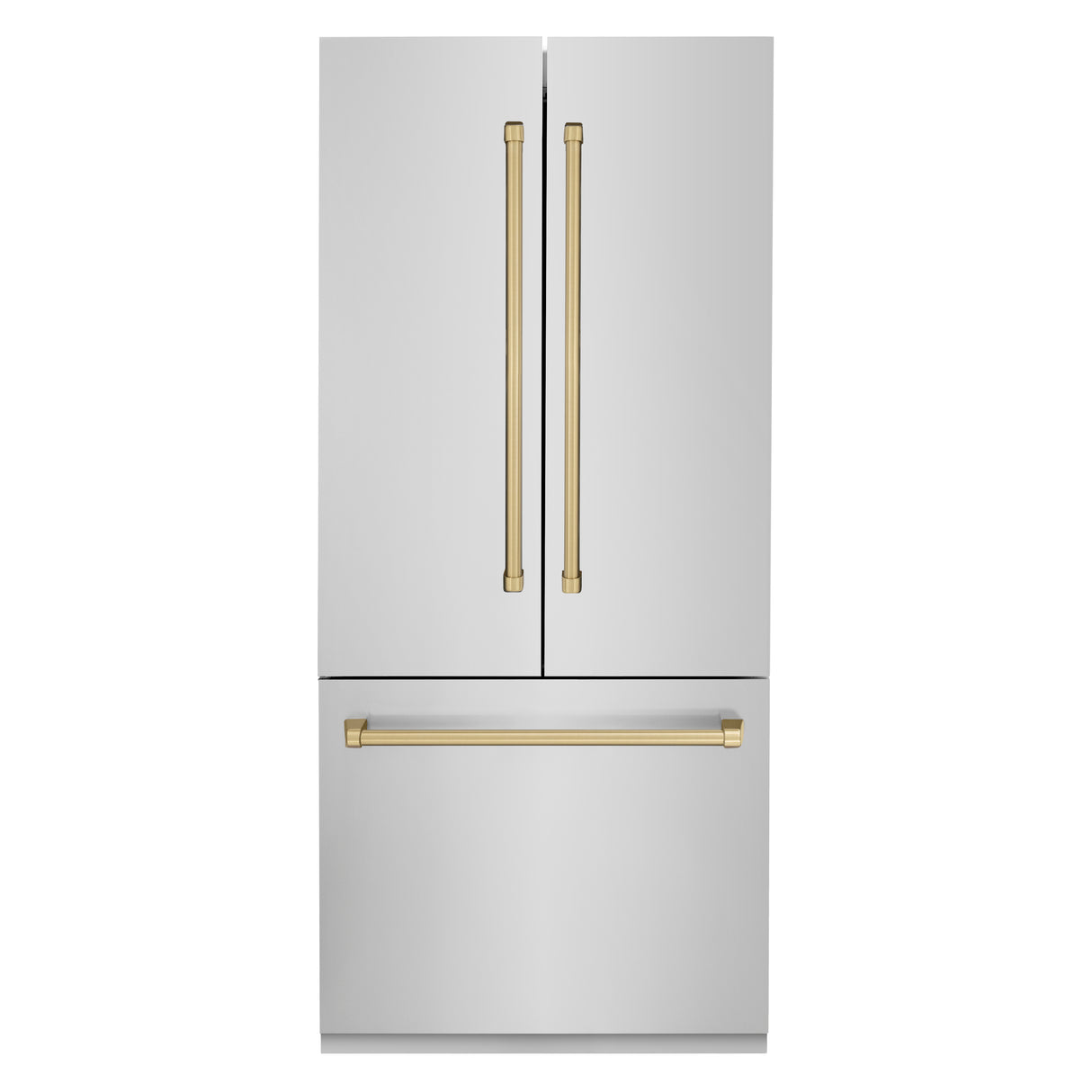 ZLINE 36" Autograph Edition 19.6 cu ft Built-in 2-Door Bottom Freezer Refrigerator with Internal Water and Ice Dispenser in Stainless Steel with Champagne Bronze Accents (RBIVZ-304-36-CB)