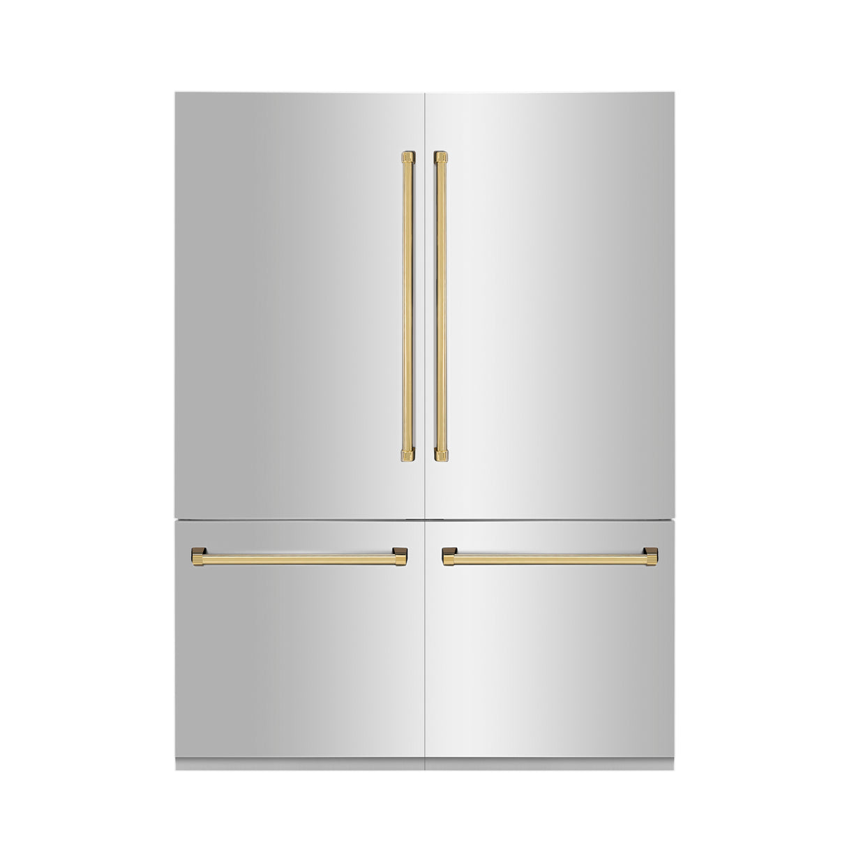 ZLINE 60" Autograph Edition 32.2 cu ft Built-in 4-Door French Door Refrigerator with Internal Water and Ice Dispenser in Stainless Steel with Gold Accents (RBIVZ-304-60-G)