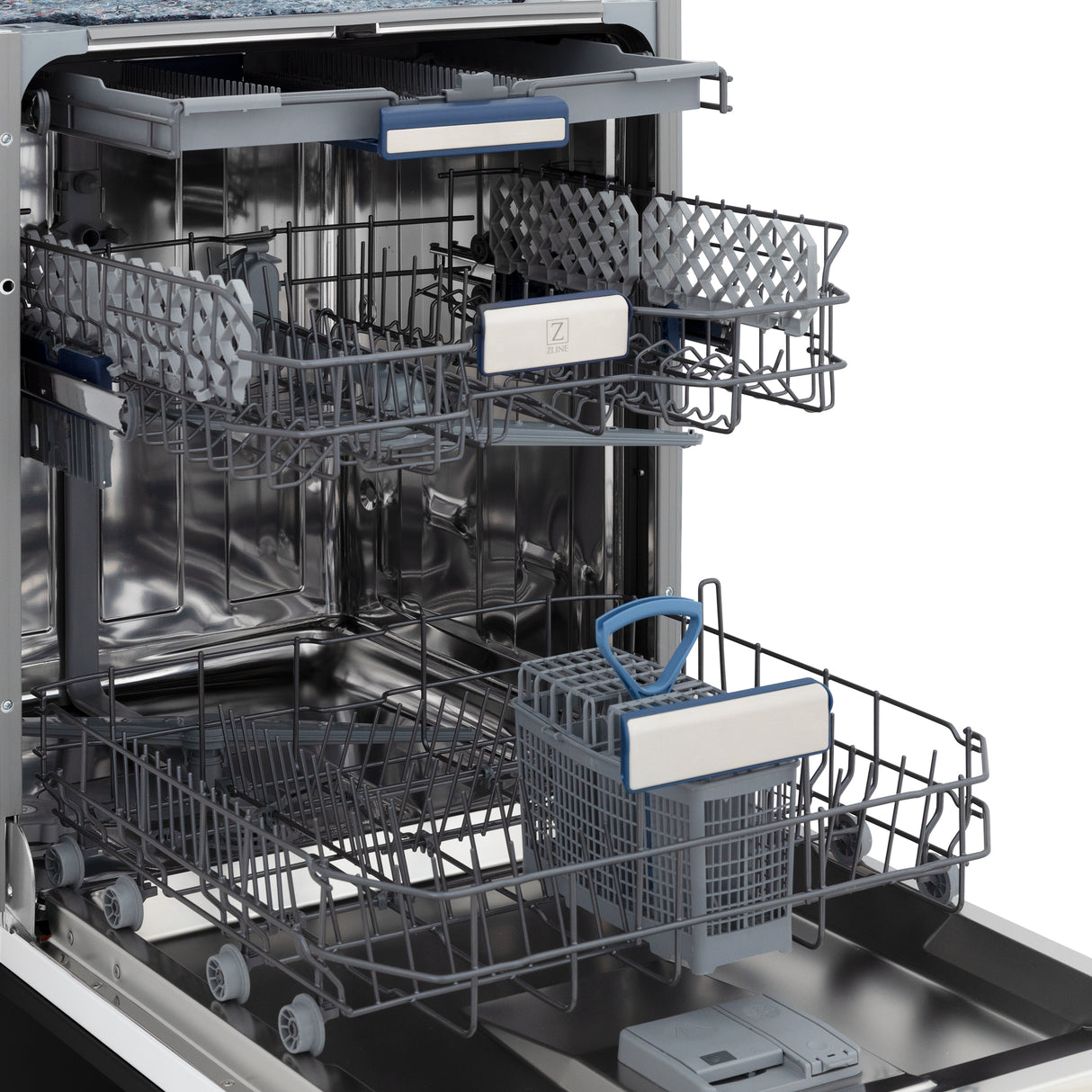 ZLINE 24" Tallac Series 3rd Rack Tall Tub Dishwasher in Black Matte with Stainless Steel Tub, 51dBa (DWV-BLM-24)