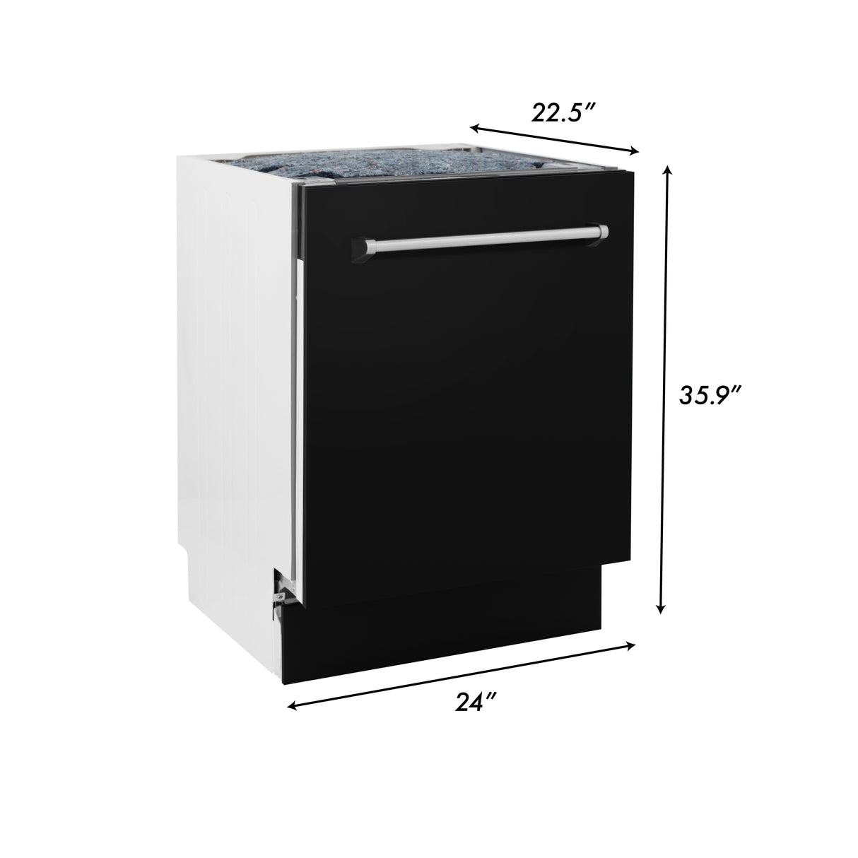 ZLINE 24" Tallac Series 3rd Rack Tall Tub Dishwasher in Black Matte with Stainless Steel Tub, 51dBa (DWV-BLM-24)