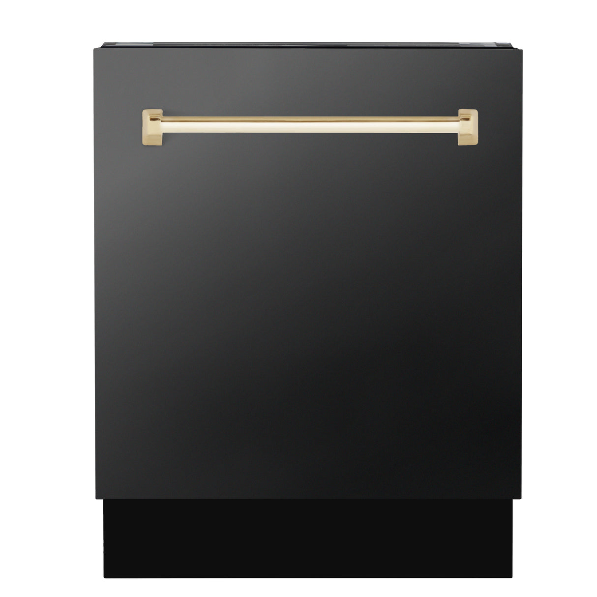 ZLINE Autograph Edition 24" 3rd Rack Top Control Built-In Tall Tub Dishwasher in Black Stainless Steel with Gold Handle, 51dBa (DWVZ-BS-24-G)