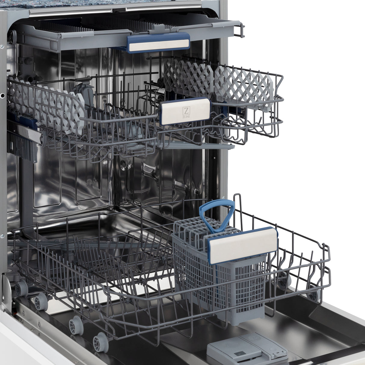 ZLINE 24" Tallac Series 3rd Rack Tall Tub Dishwasher in White Matte with Stainless Steel Tub, 51dBa (DWV-WM-24)