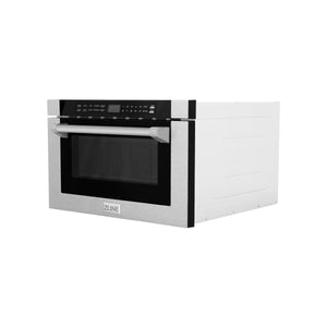 ZLINE 24" 1.2 cu ft Built-in Microwave Drawer with a Traditional Handle in Fingerprint Resistant Stainless Steel (MWD-1-SS-H)