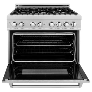 ZLINE 36" 4.6 cu ft Dual Fuel Range with Gas Stove and Electric Oven in in Fingerprint Resistant Stainless Steel (RAS-SN-36)