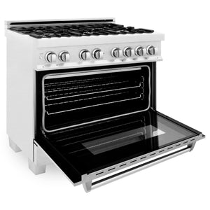 ZLINE 36" 4.6 cu ft Dual Fuel Range with Gas Stove and Electric Oven in in Fingerprint Resistant Stainless Steel (RAS-SN-36)