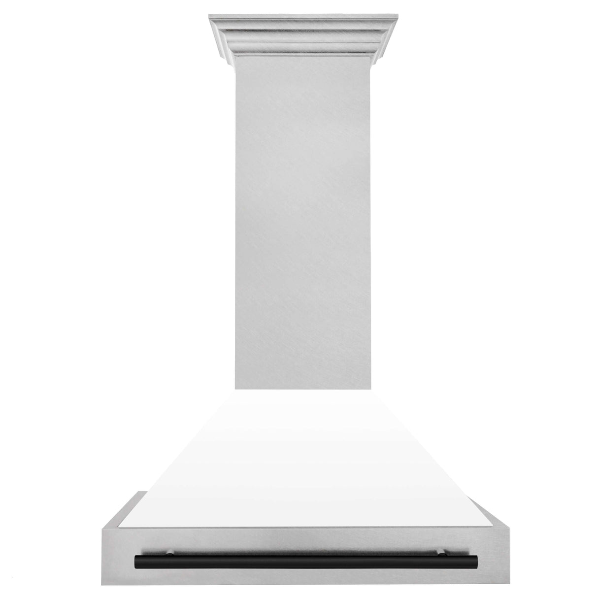 ZLINE 36" Autograph Edition Fingerprint Resistant Stainless Steel Range Hood with White Matte Shell and Matte Black Handle (8654SNZ-WM36-MB)