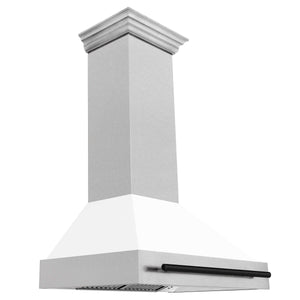 ZLINE 36" Autograph Edition Fingerprint Resistant Stainless Steel Range Hood with White Matte Shell and Matte Black Handle (8654SNZ-WM36-MB)