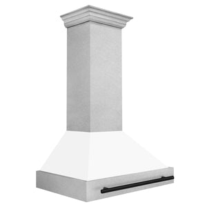 ZLINE 36" Autograph Edition Fingerprint Resistant Stainless Steel Range Hood with White Matte Shell and Matte Black Handle (8654SNZ-WM36-MB)