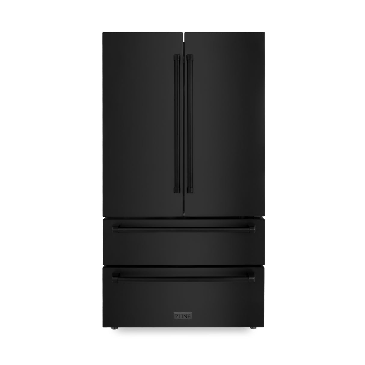 ZLINE 36" 22.5 cu. ft 4-Door French Door Refrigerator with Ice Maker in Fingerprint Resistant Black Stainless Steel (RFM-36-BS)