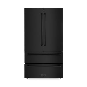 ZLINE 36" 22.5 cu. ft 4-Door French Door Refrigerator with Ice Maker in Fingerprint Resistant Black Stainless Steel (RFM-36-BS)