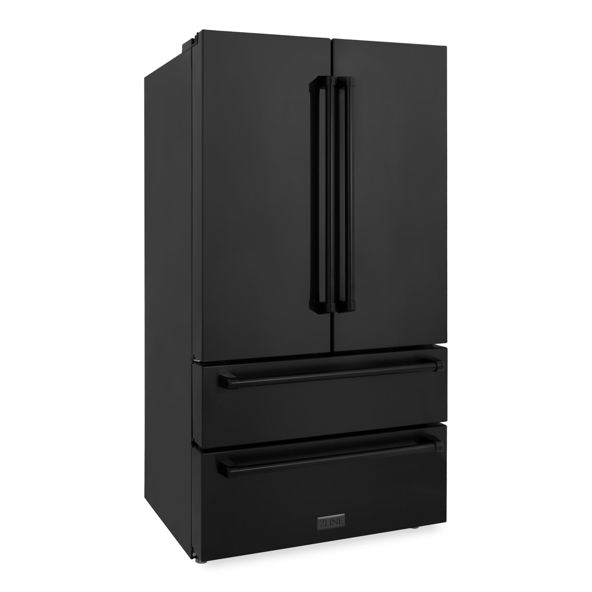 ZLINE 36" 22.5 cu. ft 4-Door French Door Refrigerator with Ice Maker in Fingerprint Resistant Black Stainless Steel (RFM-36-BS)