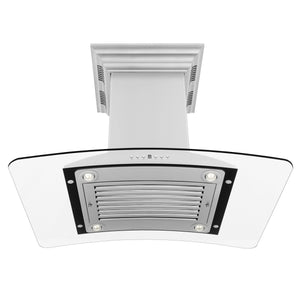 ZLINE 30" CrownSound Ducted Vent Island Mount Range Hood in Stainless Steel with Built-in Bluetooth Speakers (GL9iCRN-BT-30)