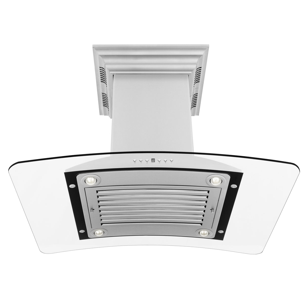 ZLINE 36" CrownSound Ducted Vent Island Mount Range Hood in Stainless Steel with Built-in Bluetooth Speakers (GL9iCRN-BT-36)