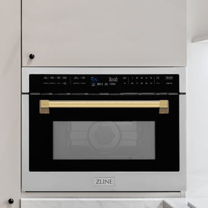 ZLINE Autograph Edition 24" 1.6 cu ft. Built-in Convection Microwave Oven in Stainless Steel and Gold Accents (MWOZ-24-G)