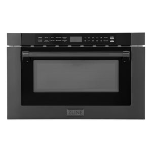 ZLINE 24" 1.2 cu ft Built-in Microwave Drawer with a Traditional Handle in Black Stainless Steel (MWD-1-BS-H)