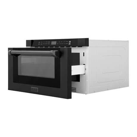 ZLINE 24" 1.2 cu ft Built-in Microwave Drawer with a Traditional Handle in Black Stainless Steel (MWD-1-BS-H)